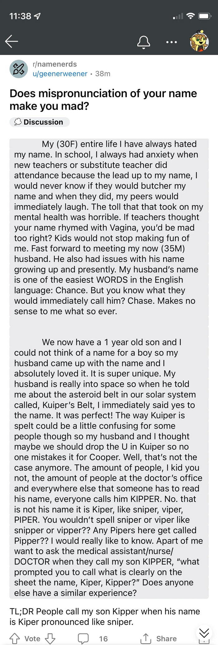Tl;dr: We Pulled A Name Out Of Our Collective A** For Our Kid And Are Outraged That People Mispronounce It
