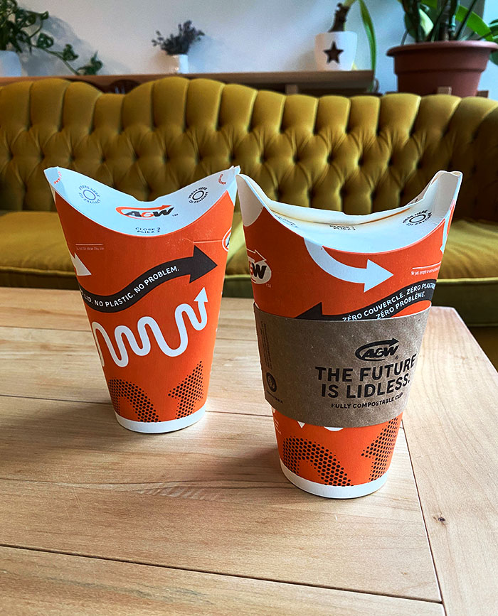 A&w Released A Lidless Compostable Coffee Cup In Toronto