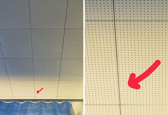 En el hospital por cuatro días, noté que faltaba un punto en el azulejo