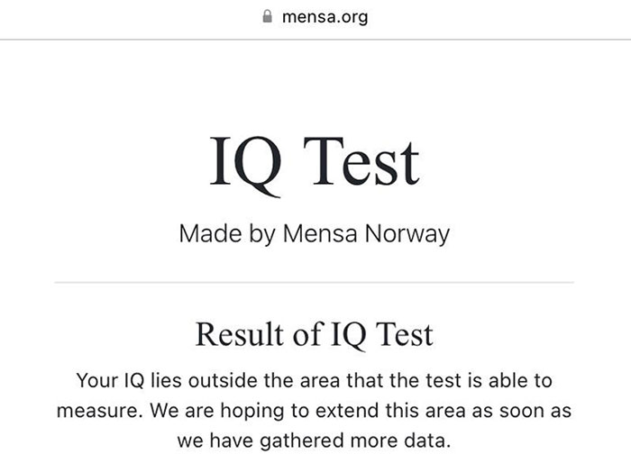 Spent A Half Hour Taking An Online IQ Test For This Ambiguous Turd Of A Result