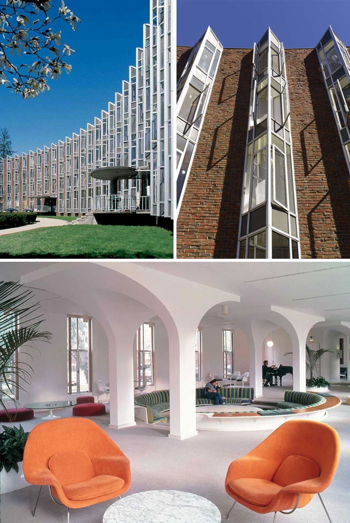 Noyes Hall en el Vassar College por Eero Saarinen, Poughkeepsie, Nueva York (1958)