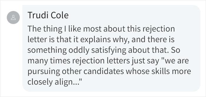 Woman Shares “Kind, Encouraging And Carefully Worded” Rejection Letter From An Employer Woman Shares “Kind, Encouraging And Carefully Worded” Rejection Letter From An Employer