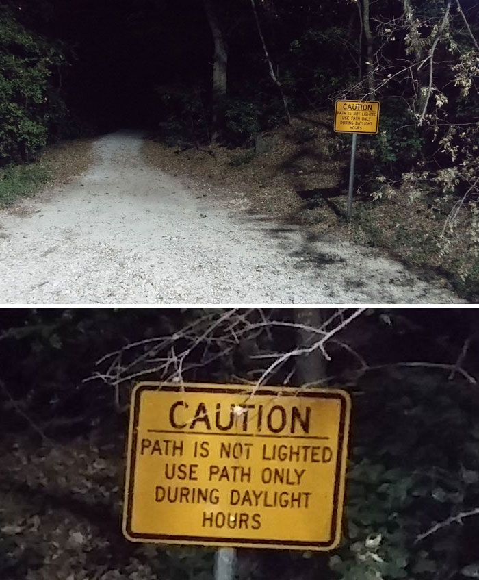 The Trail At My School With A Warning Sign