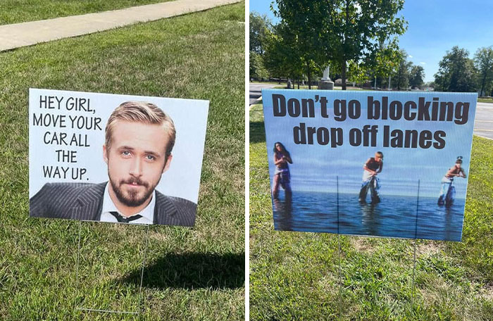 7 Funny Drop-Off Lane Signs Put Up By This Elementary School Are Cracking Parents Up