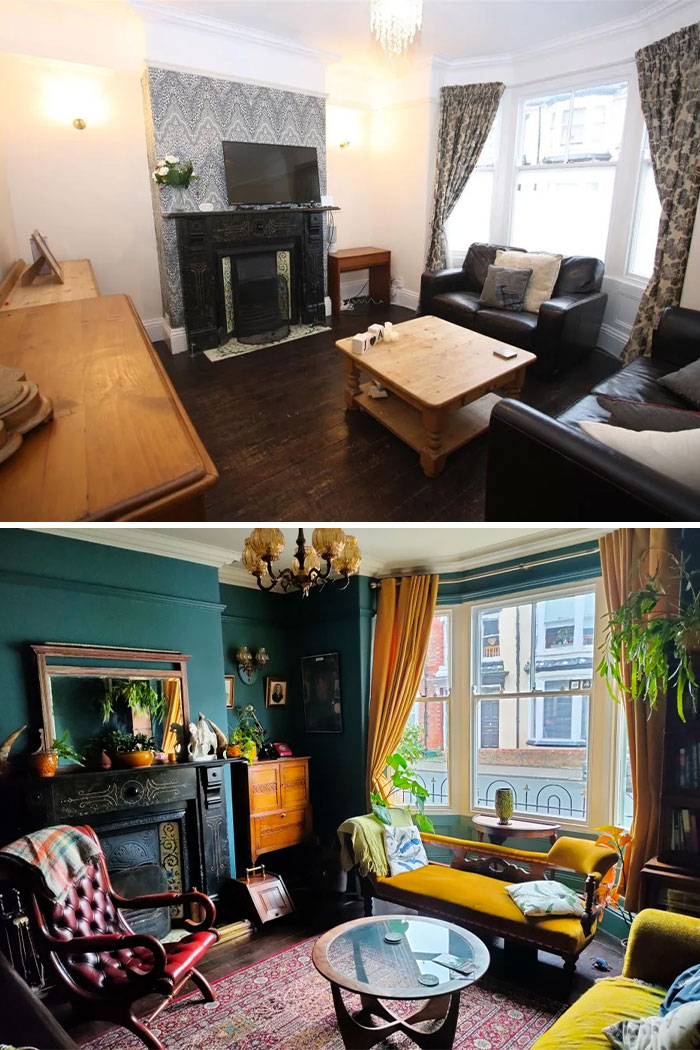 Edwardian 1903 Terrace In The UK. Living Room Before And After