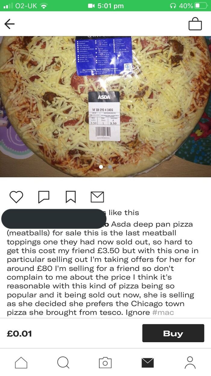 Whacking Your Asda Pizza On Depop For £80