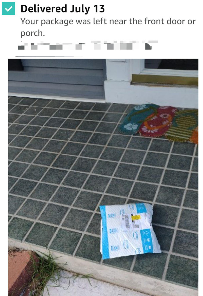 Amazon Delivery Picture Of My Package On My Neighbors' Porch. Asked My Neighbor If They Happened To Accidentally Get My Package. "Nope Didn't See It"