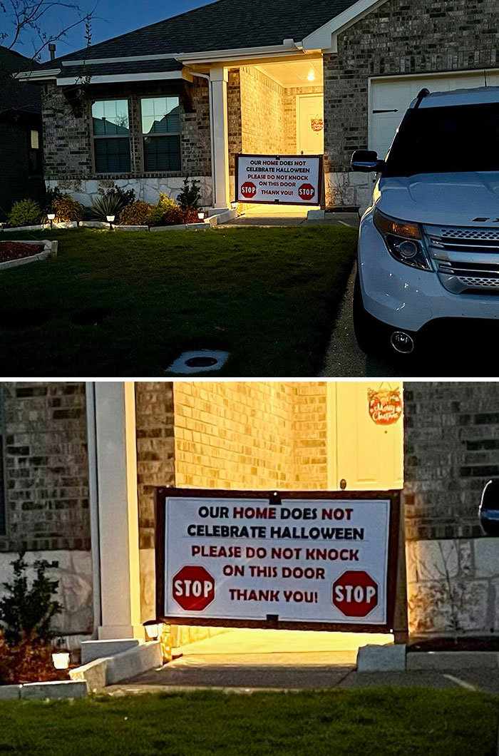 Our Neighbor Bought This Giant Sign Instead Of Turning The Light Off