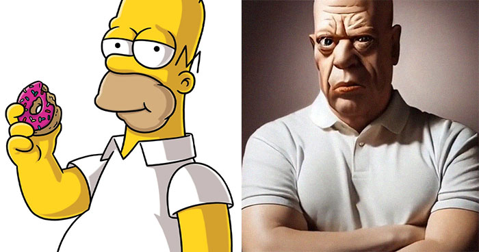 30 Resultados malditos al intentar recrear a los personajes de los Simpsons de forma realista usando IA