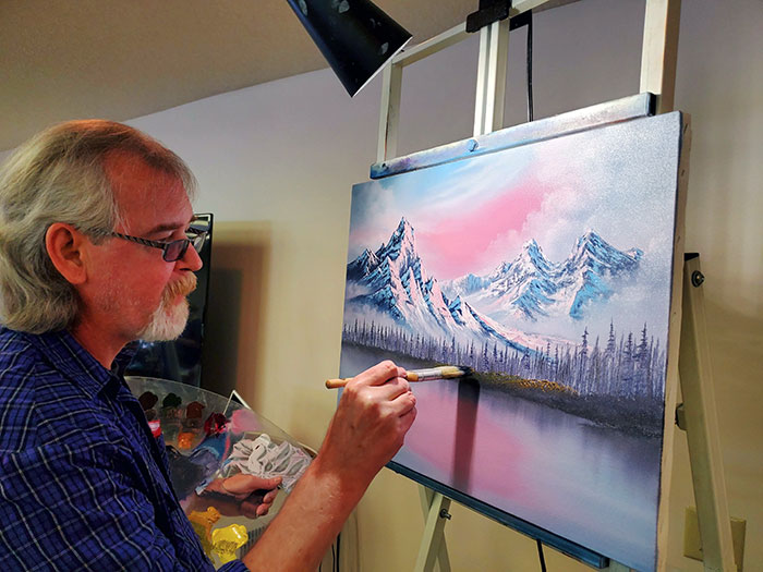 Bob Ross's Son Steve, Painting A Mountain At The Clinic