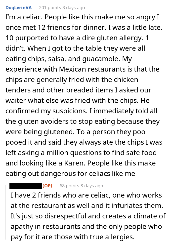 "Sorry, You Said You Were Allergic": Server Gets Applauded Online For Exposing Gluten-Free Trend Chaser "Sorry, You Said You Were Allergic": Server Gets Applauded Online For Exposing Gluten-Free Trend Chaser