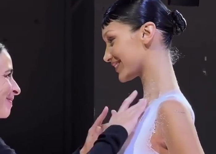 A Closer Look At Bella Hadid’s Spray-Painted Coperni Dress Reveals The Science Behind It