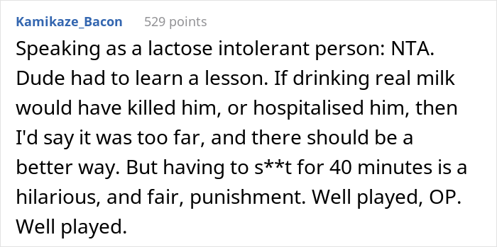 Guy Switches To Regular Milk To Prove His Lactose Intolerant Roommate Is Stealing His Food Guy Switches To Regular Milk To Prove His Lactose Intolerant Roommate Is Stealing His Food