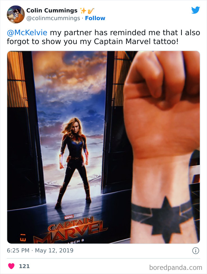 Captain Marvel symbol tattoo 