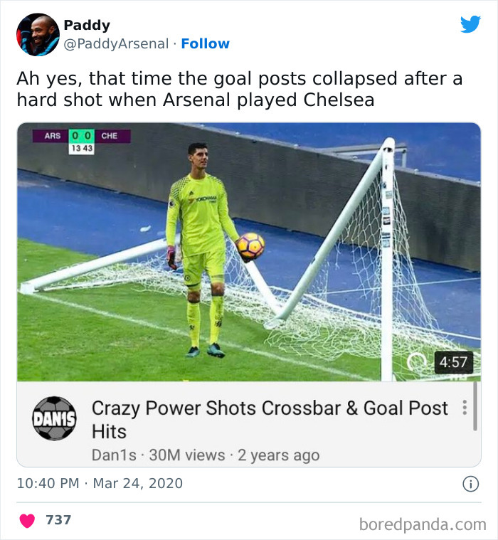 Remember This Match Arsenal Scored A Powerful Goal Against Chelsea That Broke The Goalpost