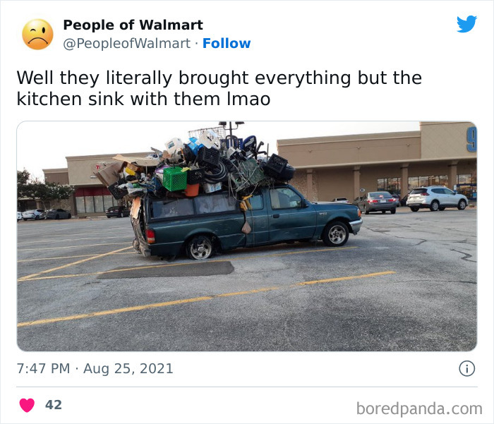 Car with furnitures on roof