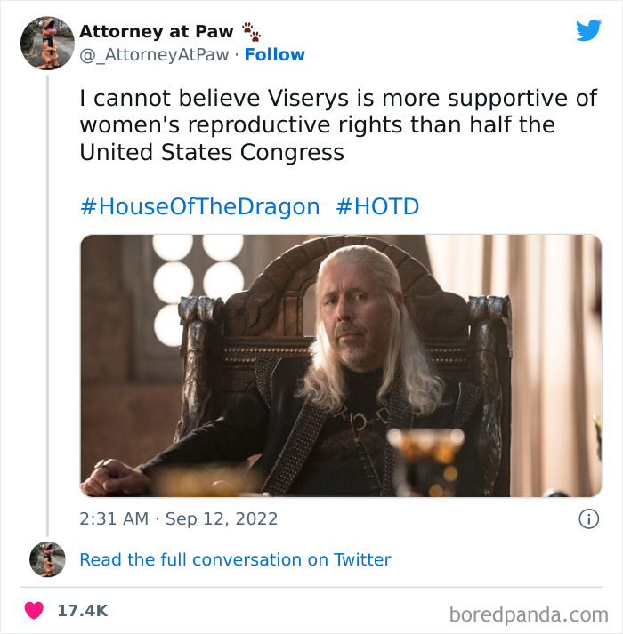 "House of the Dragon meme showing a character sitting on a throne with a humorous caption about Viserys and Congress."