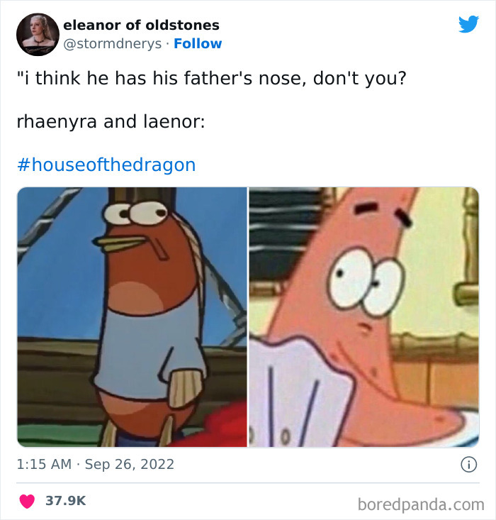 Meme features an image of two cartoon characters with skeptical expressions, referencing House of the Dragon.