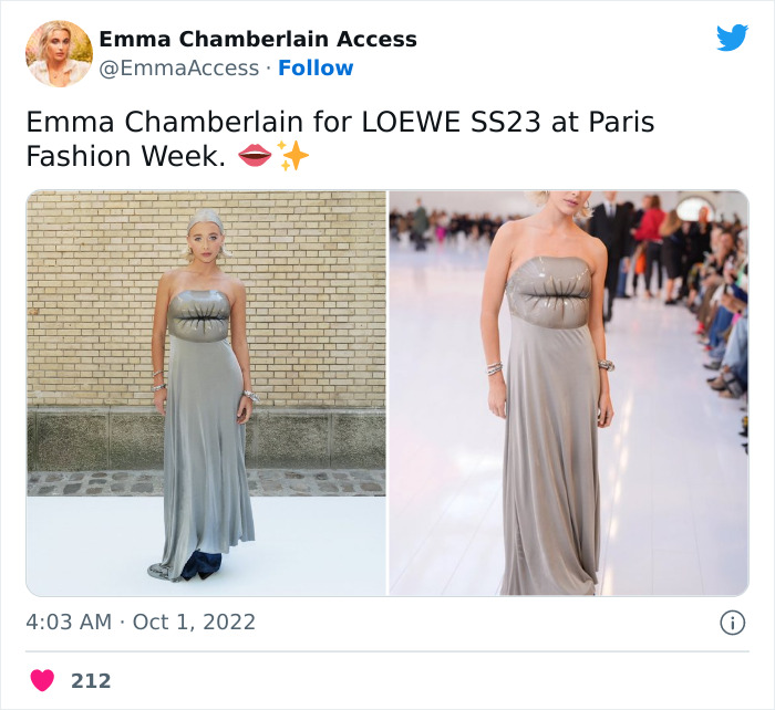 Emma Chamberlain's Lips Dress From Paris Fashion Week 2022
