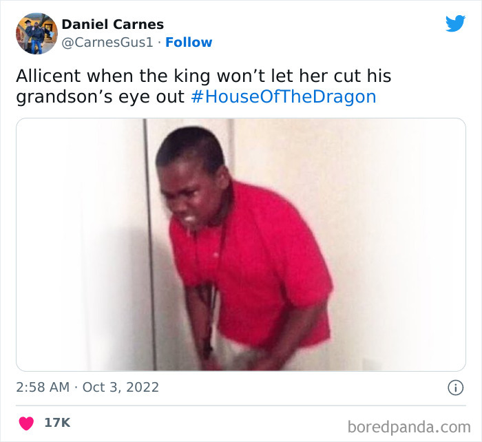 Angry person in a red shirt expressing frustration, humorously linked to House Of The Dragon drama.