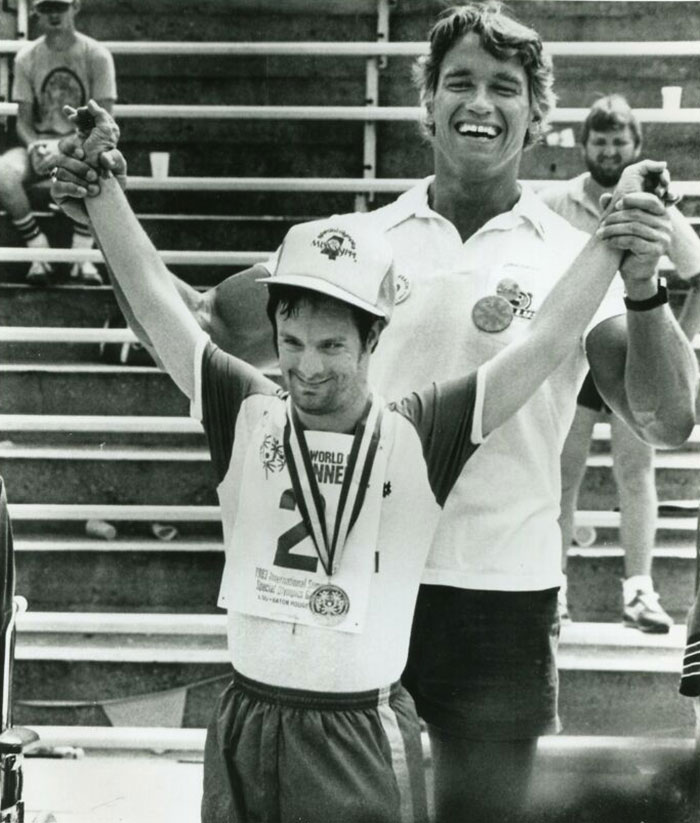 Arnie Supporting Disables Athletes In The Early 1990's