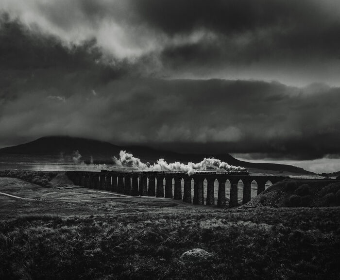 Lines In The Landscape Runner Up: Matthew James Turner, 'The Fellsman Crosses Ribblehead Viaduct'