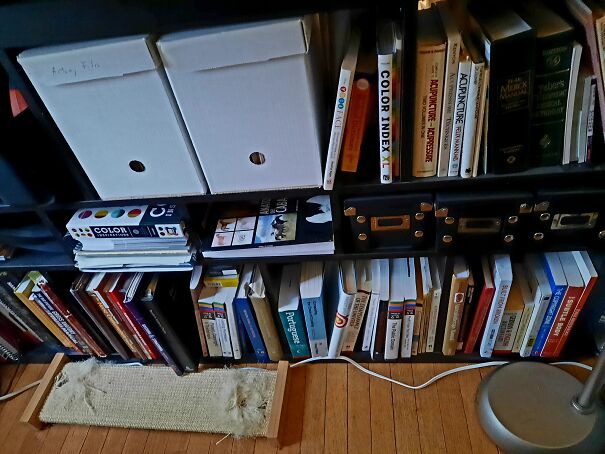 1 Of 3 Well Used And Disorganized Book Shelves
