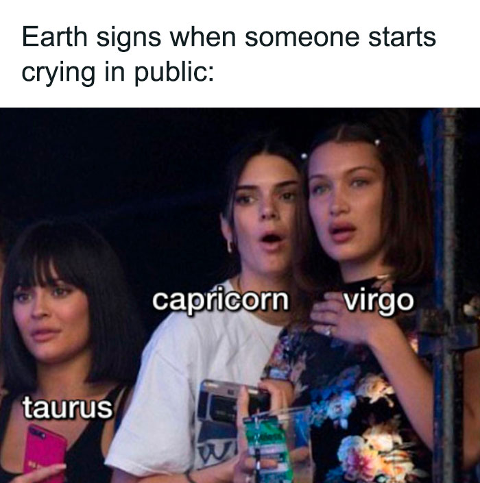 Earth signs when someone starts crying in public meme