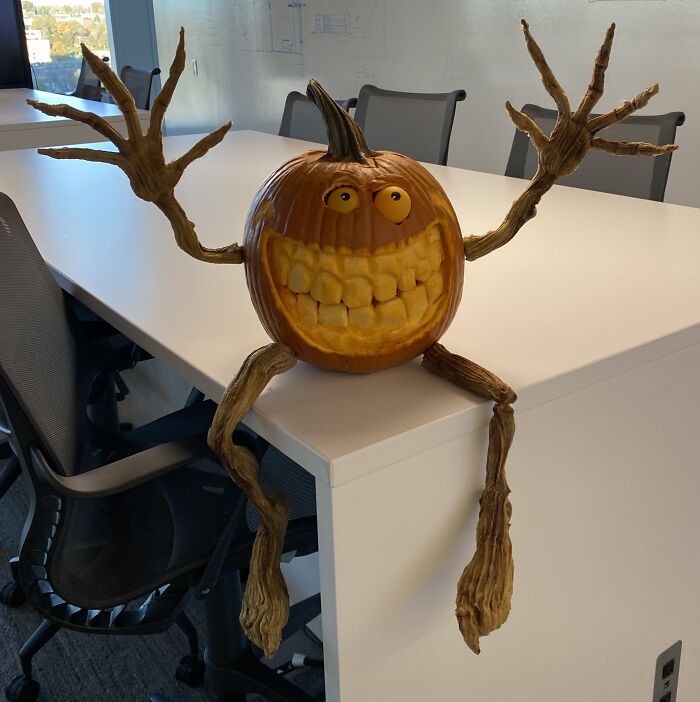 Pumpkin I Made For A Carving Contest At Work