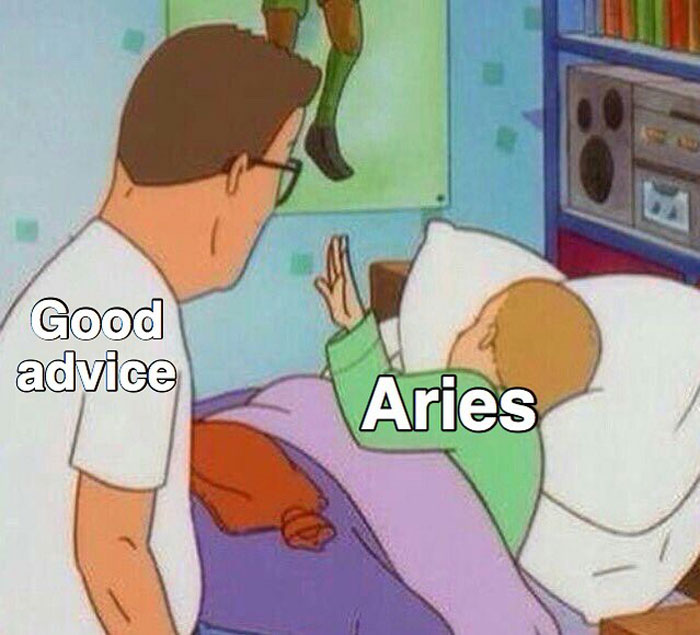 Aries not taking a good advice meme