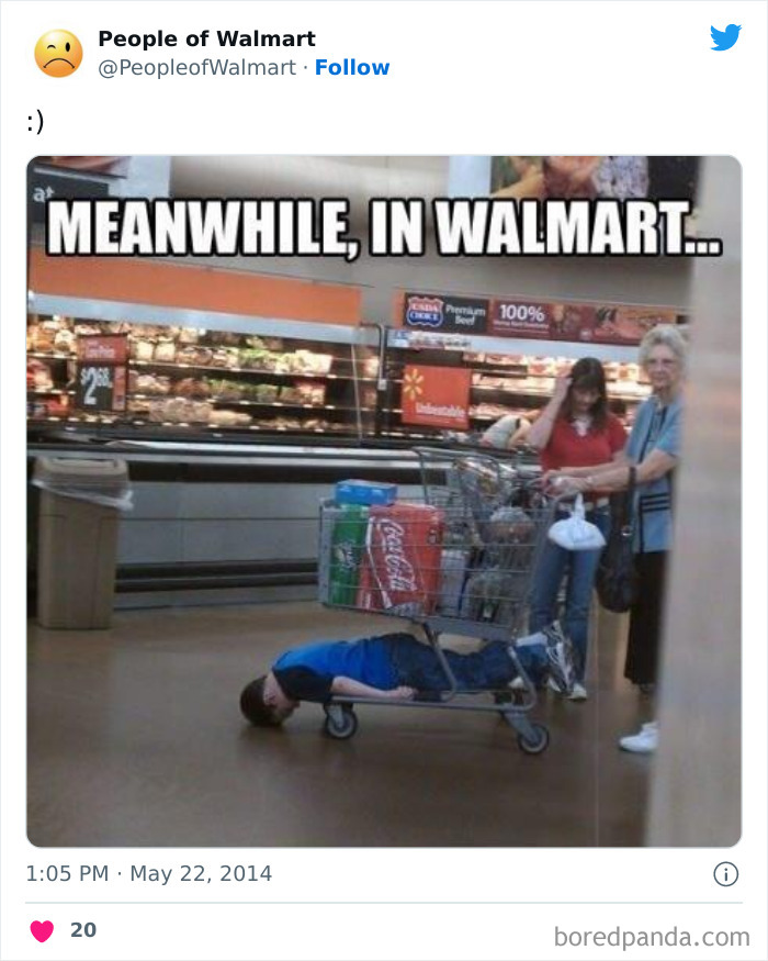 Person with cart and kid under cart