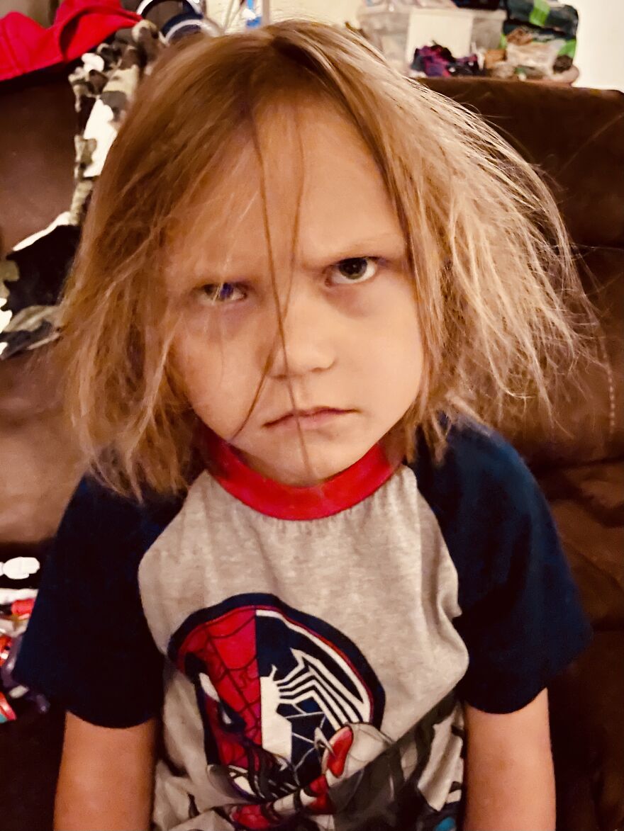Just A Pic Of My Son At 6 Am. Everyone Says He Looks Like Chucky