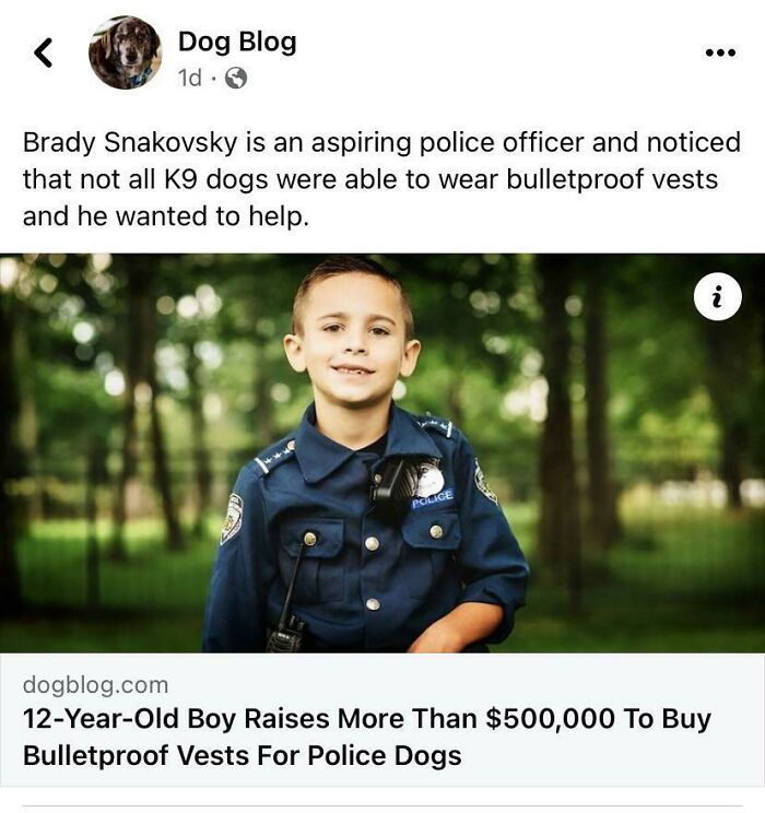 A Kid Raised $500,000 To Buy Bulletproof Vests For Police Dogs