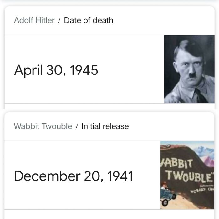 Hitler Died In 1945, And The Iconic Looney Tunes Cartoon Wabbit Twouvle Was Released In 1941. Therefore, It’s Possible Hitler Saw The Original Big Chungus