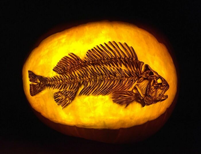 Fish Skeleton, Carved Pumpkin