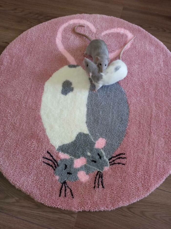 Mis ratas y su alfombra personalizada
