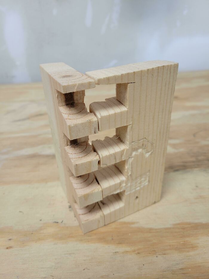 If Anyone Thinks Their First Attempt At A Dovetail Is Bad, Think Again