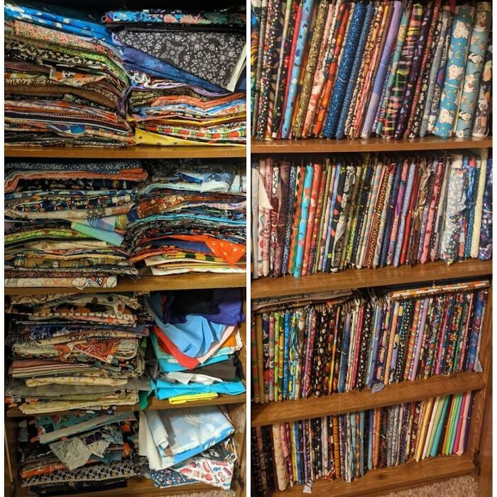 $100 In Cardboard Squares And 6+ Hours Of Folding And Destashing, I Have Finally Conquered My Fabric Mess