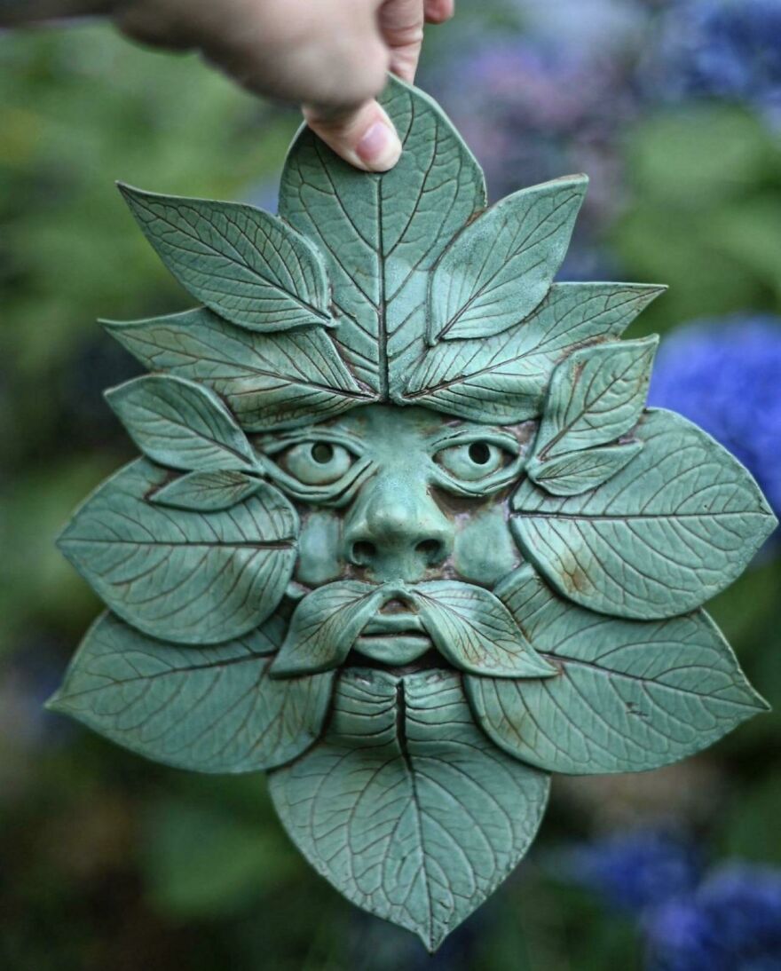 Hydrangea Leaf Green Man I Made For My Garden