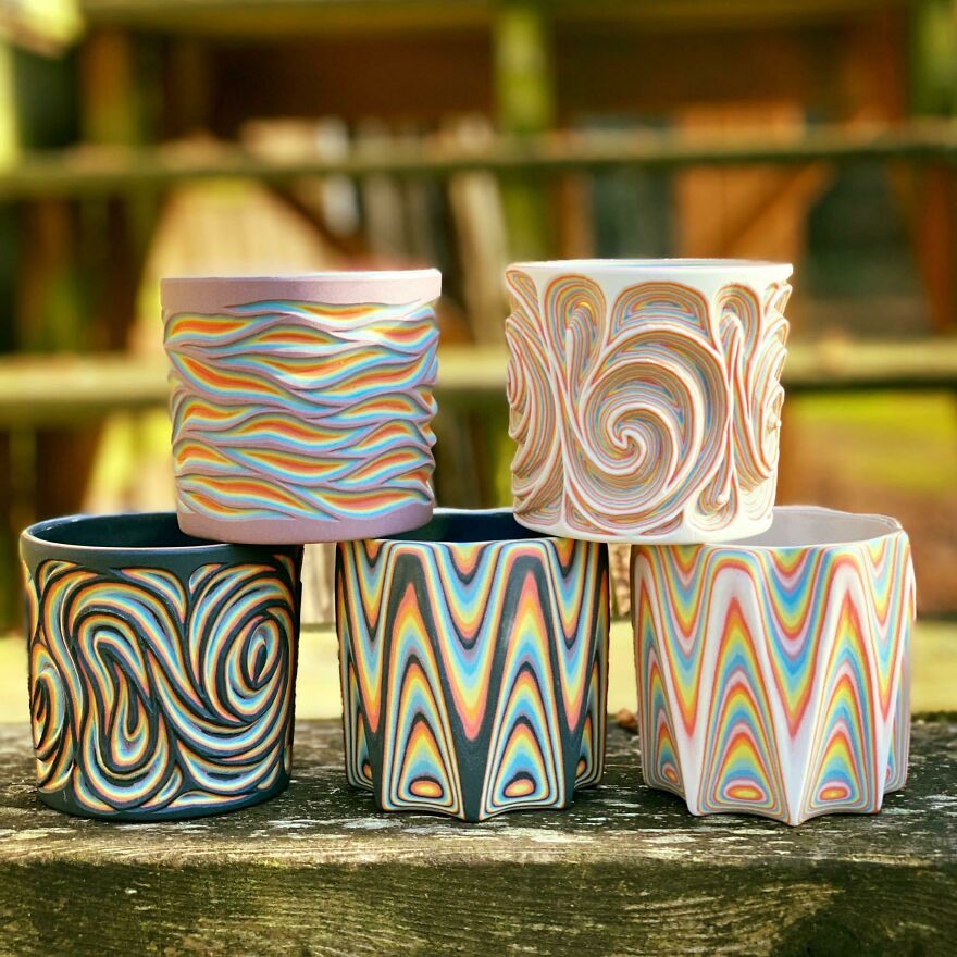 Hand Carved, Layered Colored Porcelain