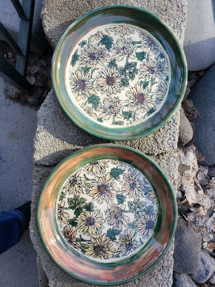 Flower Plates From The Morning Kiln