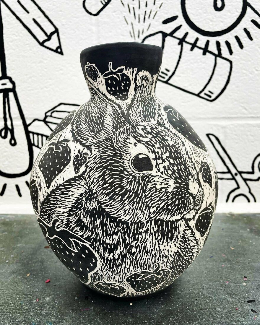 Fellow Art Teacher And Badass Ceramicist Gifted Me This Vase To Sgraffito. Pretty Damn Excited About It