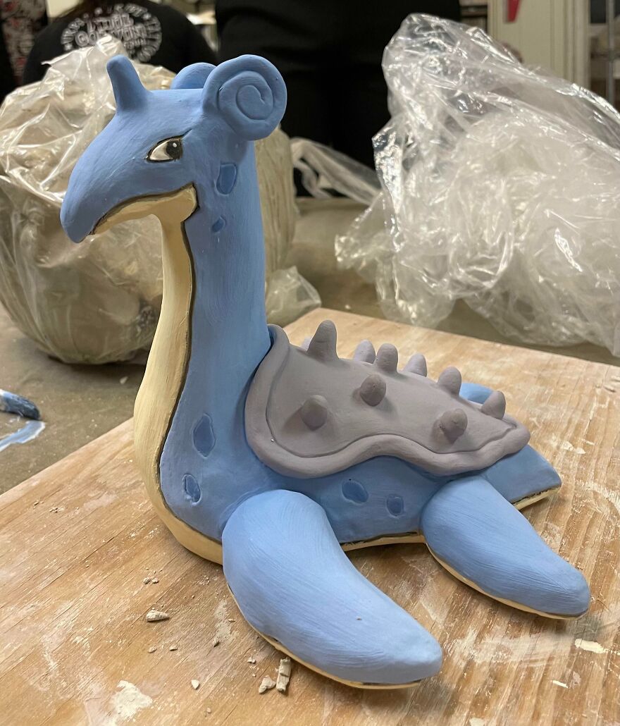 Wip Lapras, Currently Underglazed, Love How It’s Turning Out 🥹