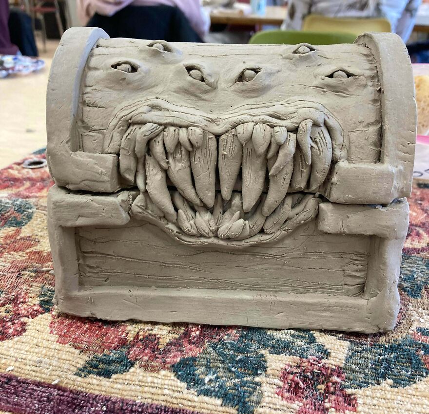 Been Working On This For A While, It’s A Chest For My Brother’s D&d Dice. I’ll Post An Update When It’s Glazed!