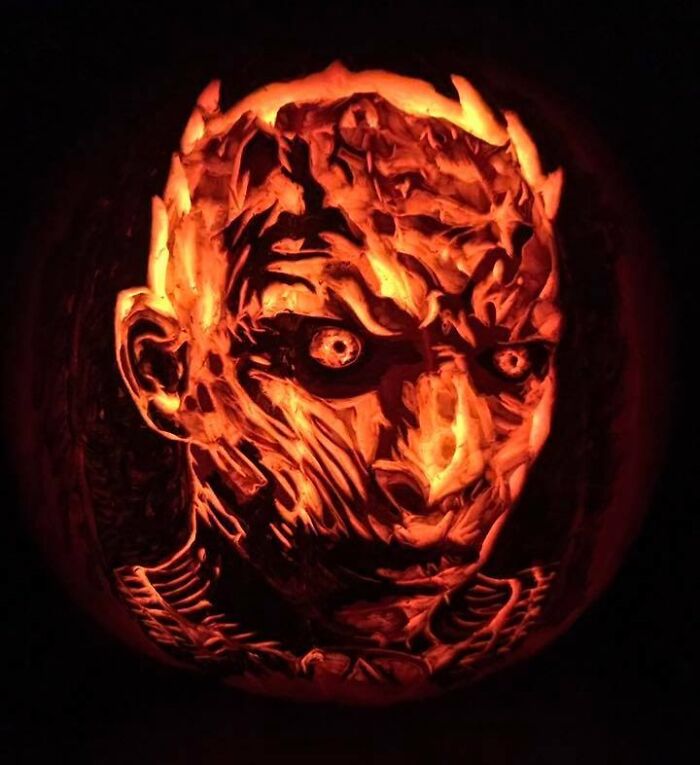 Carved A Night King Pumpkin