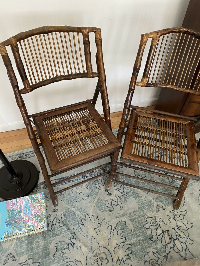 First Post In This Sub:)! I Acquired These Beautiful Bamboo Chairs On The Curb Today, As Well As Some Other Fun Stuff, Score!!