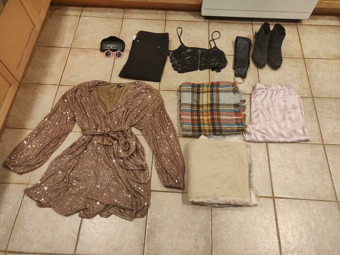 Romper, Scarves, Belt, Pants, Boots, And Sunglasses - Pulled From Moveout Season Around Greek Row