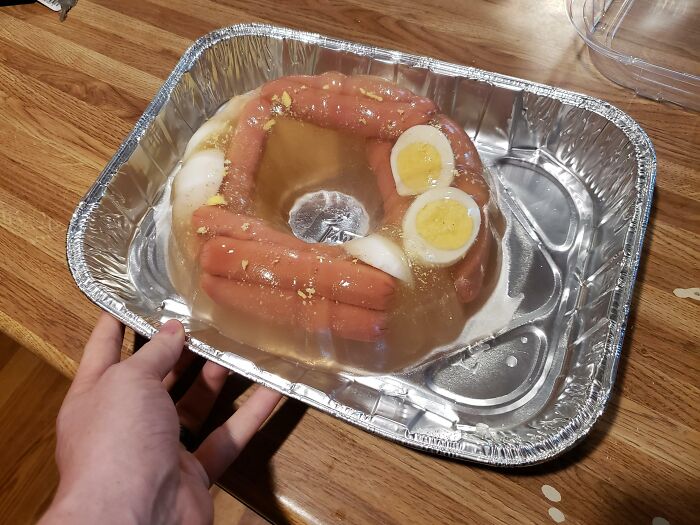 I'm Supposed To Bring A Snack To Share At A Work Meeting, I'm Thinking The Beef Broth Gelatin With Hot Dogs And Eggs Should Do It