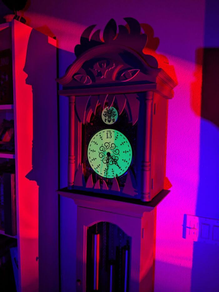 Turned Our Grandfather Clock Into The 13 Hour Clock From The Haunted Mansion