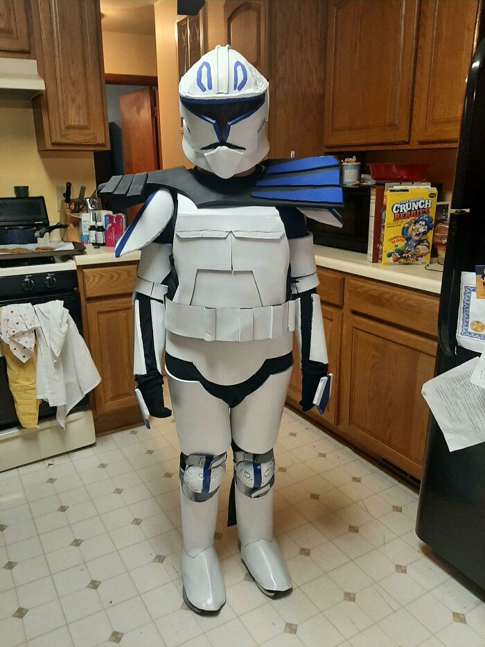 Made My Son A Clone Trooper (Captain Rex) Costume For Halloween